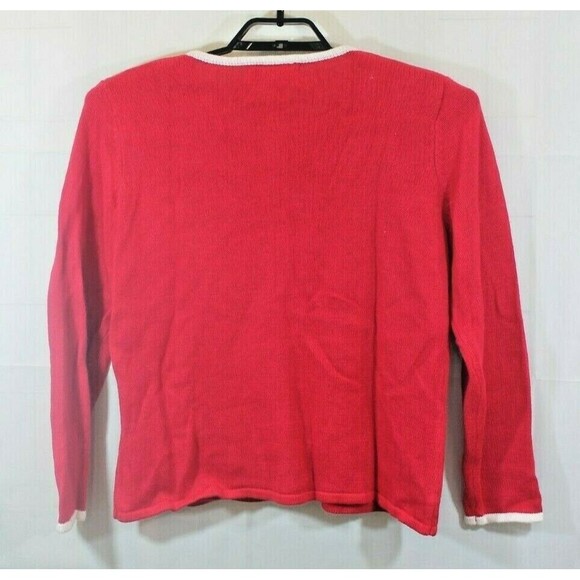 Tiara Intl Red Christmas Cardigan Snowman Full Zip Ugly Sweater Women’s M - Picture 4 of 4